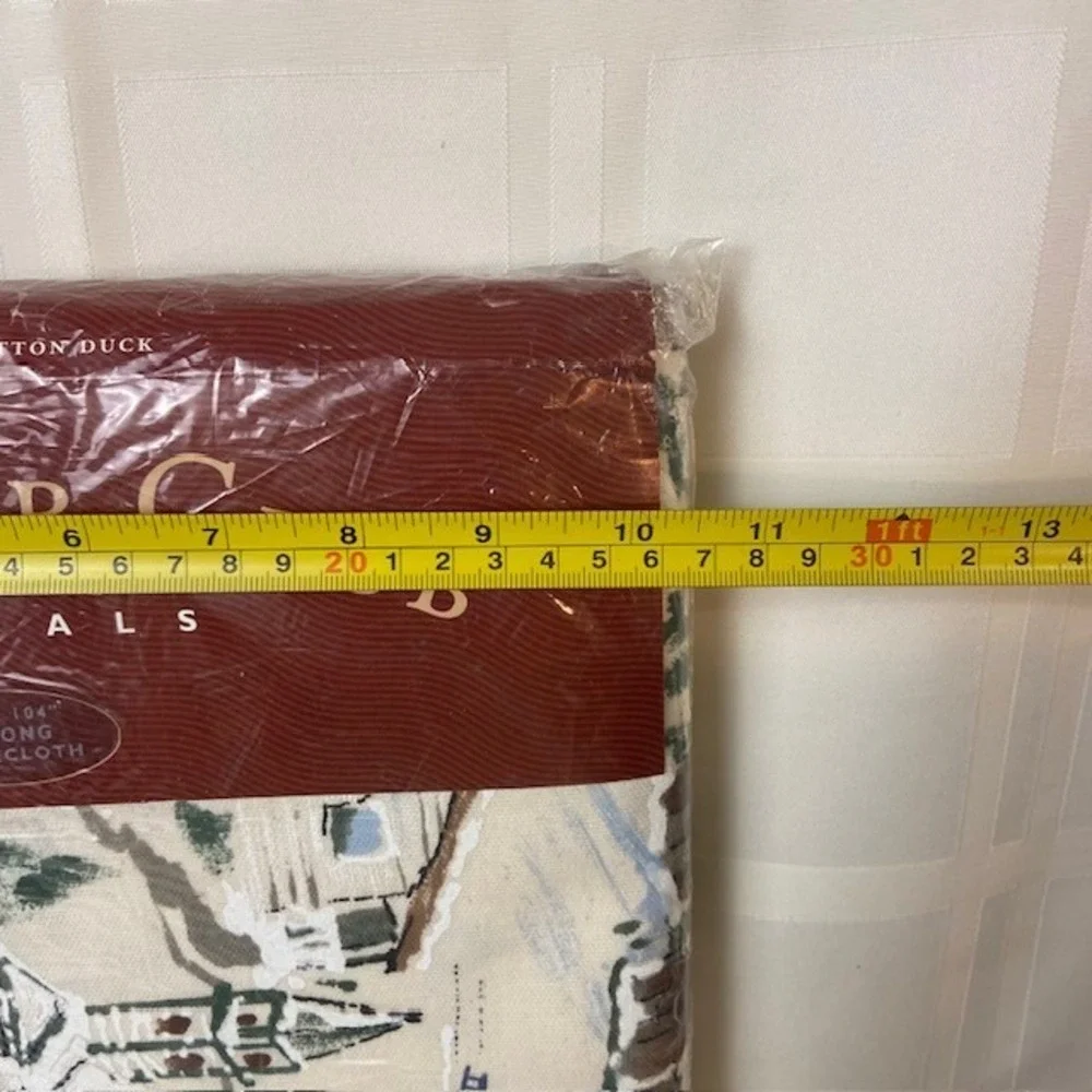 Charter Club Winter Village Christmas Tablecloth 60x104 Brushed Cotton Duck New
